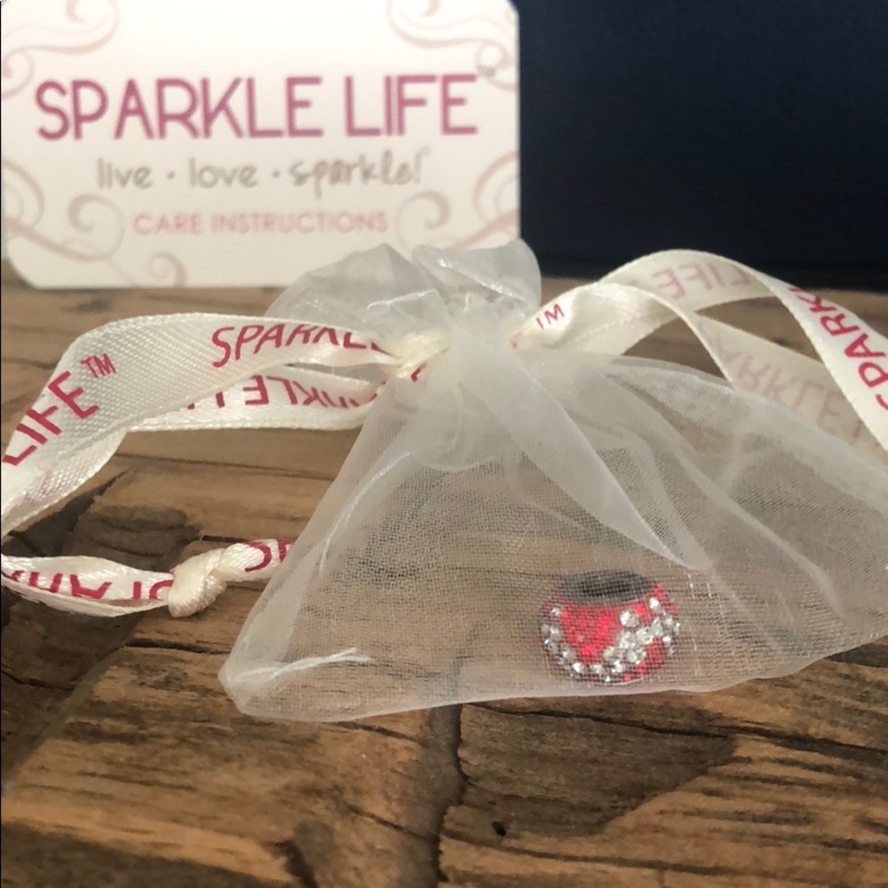Sparkle Life Red Silver Circle Charm